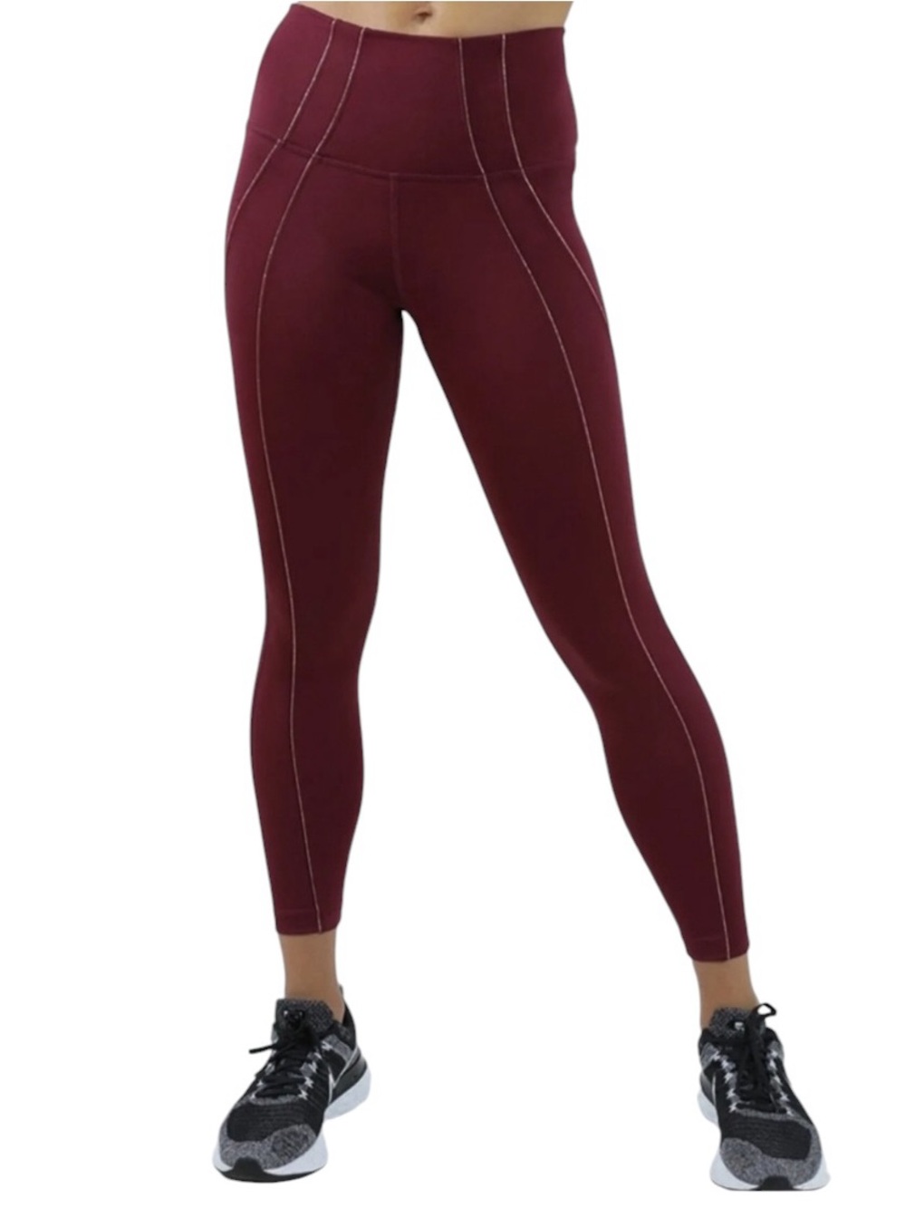 Nike Yoga Burgundy Gold Piping Leggings